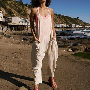 Free People Hot Shot Onesie Medium Bamboo Combo Cream White FP Movement